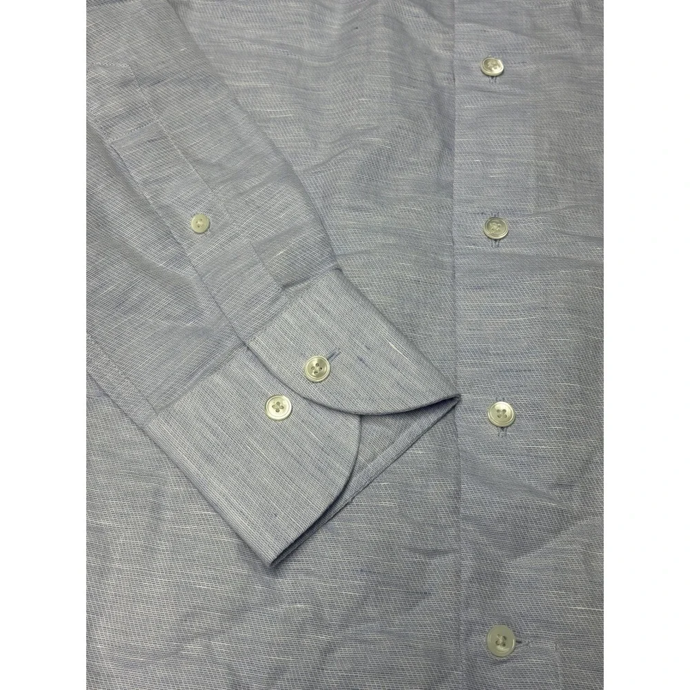 NWT Banana Republic Slim Fit Mens S Light Blue Linen Cotton Blend‎ Button Down